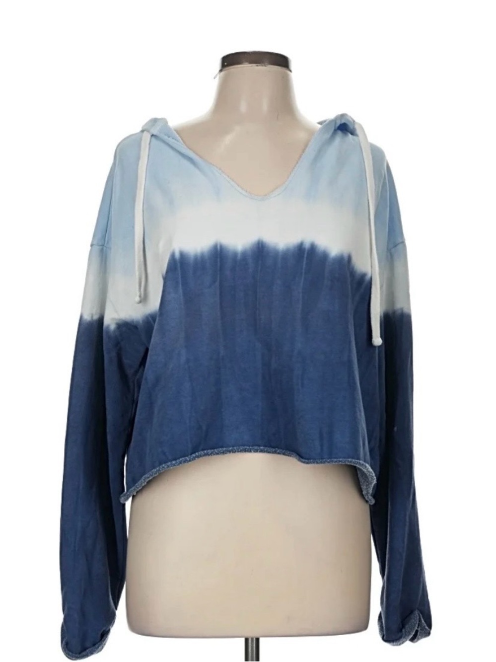 GAP Women's Blue Ombre Tie-Dye Hooded Pullover